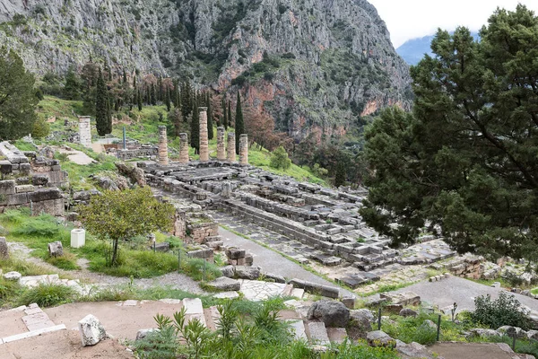 Ruinas Del Antiguo Templo Apolo Delfos Grecia Europa — Foto de Stock