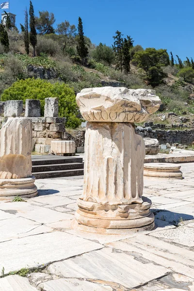 Pijler Opgraving Site Eleusis Griekenland Europa — Stockfoto