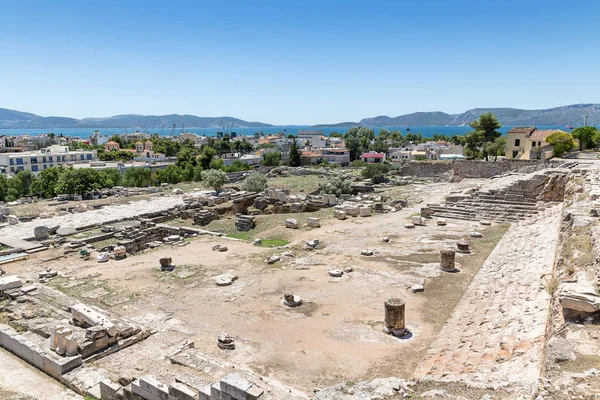 Vista Sobre Sitio Excavación Hacia Eleusis Golfo Sarónico Grecia Europa — Foto de Stock