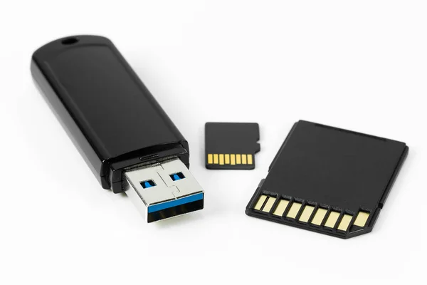 Dysk Usb Flash Kart Pamięci Białym Tle — Zdjęcie stockowe