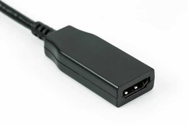 Kobiece Mini Hdmi Wyjście Białym Tle — Zdjęcie stockowe