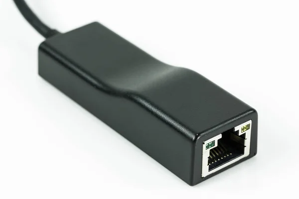 Saída Ethernet Fêmea Isolada Fundo Branco — Fotografia de Stock