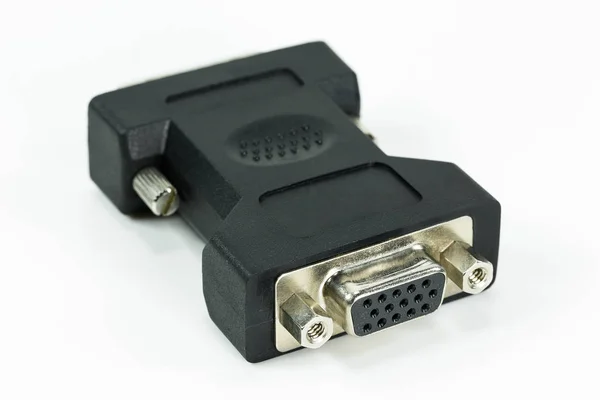 Vga Naar Dvi Adapter Geïsoleerd Witte Achtergrond — Stockfoto