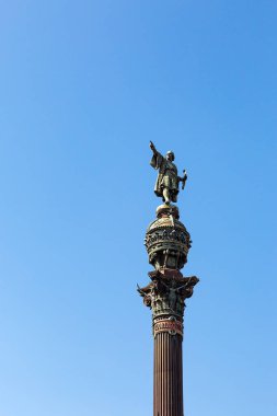 Christopher Columbus La Rambla, Barselona, Katalonya, İspanya daha düşük sonunda gösterilen Columbus anıt