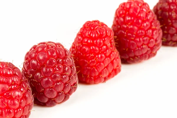 Fresh Red Raspberries Isolated White Background — Stock Photo, Image