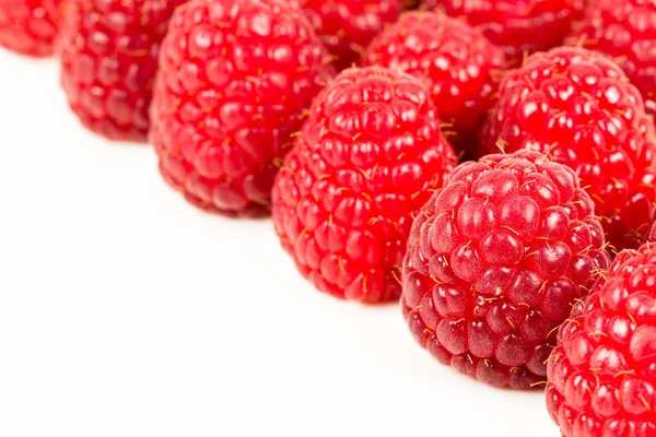 Fresh Red Raspberries Isolated White Background — Stock Photo, Image