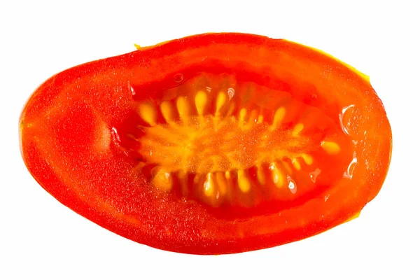 Profil Tomate Biologique Fraîche Isolé Sur Fond Blanc — Photo