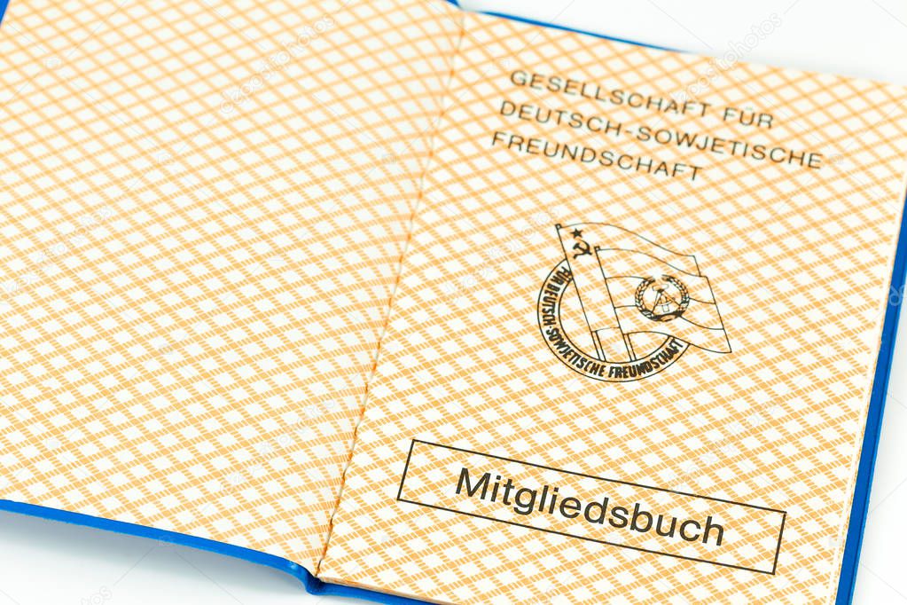 membership card of Society for German Soviet Friendship