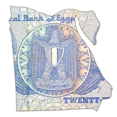 25 Mısır Lirası banknot Mısır şeklinde ters