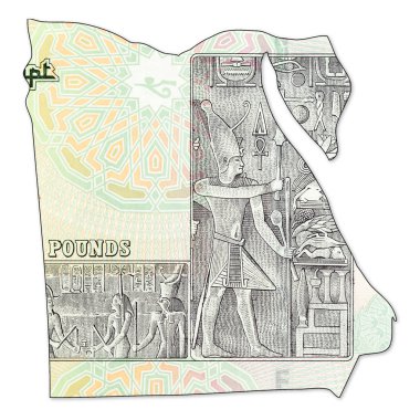 20 Mısır Lirası banknot tam kare Mısır şeklinde ters