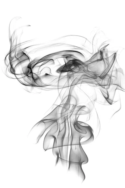 Grauer Rauch Auf Weißem Hintergrund Abstrakter Rauch Wirbelt Über Weißem — Stockfoto