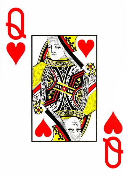 Великий Індекс Гральної Картки Королеви Сердець Американська Палуба — стокове фото