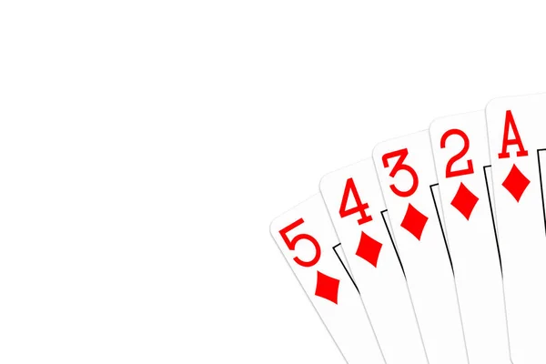 Poker Hand Hoog Straight Flush Stalen Velg Diamanten — Stockfoto