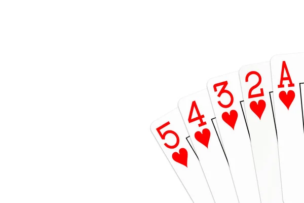 Poker Hand Hoog Straight Flush Stalen Velg Hart — Stockfoto