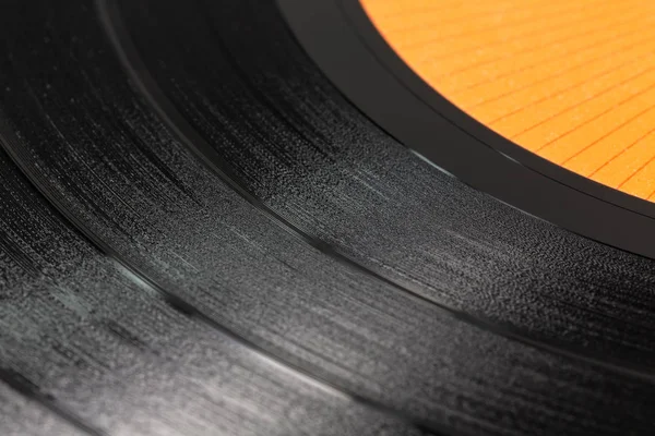 Close Black Retro Record Surface — Stock Photo, Image