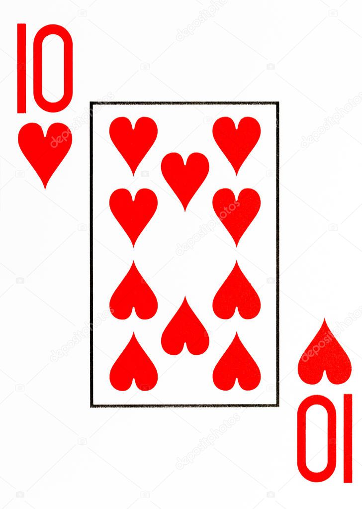 large index playing card 10 of hearts american deck