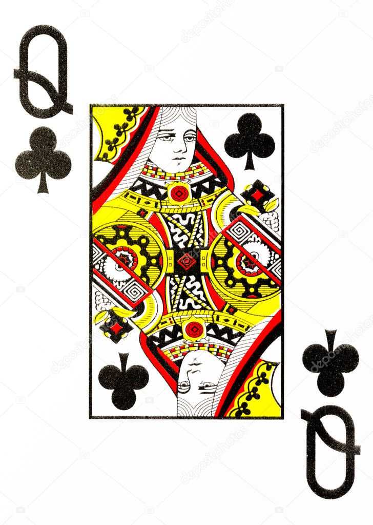 large index playing card queen of clubs american deck
