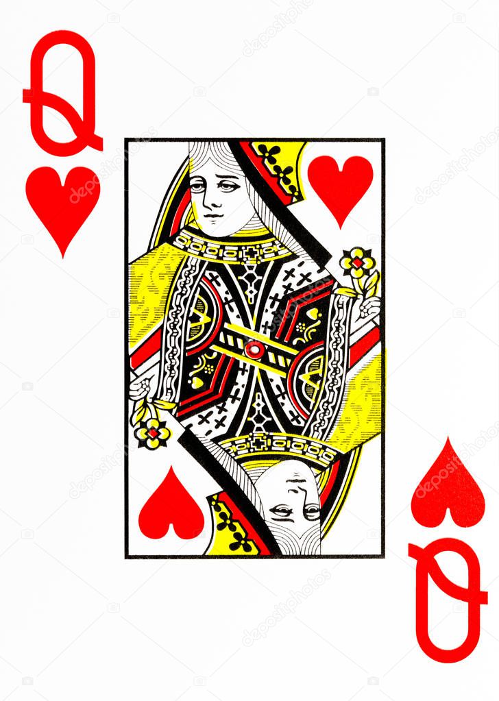large index playing card queen of hearts american deck