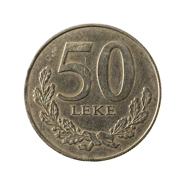 Albanian Lek Coin 2000 Anverso Aislado Sobre Fondo Blanco — Foto de Stock