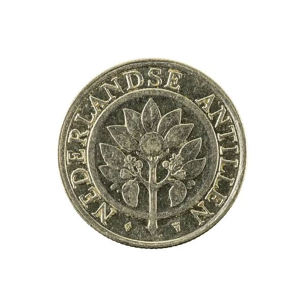 25荷兰荷属安的列斯硬币 1990 反向隔绝在白色背景上 — 图库照片