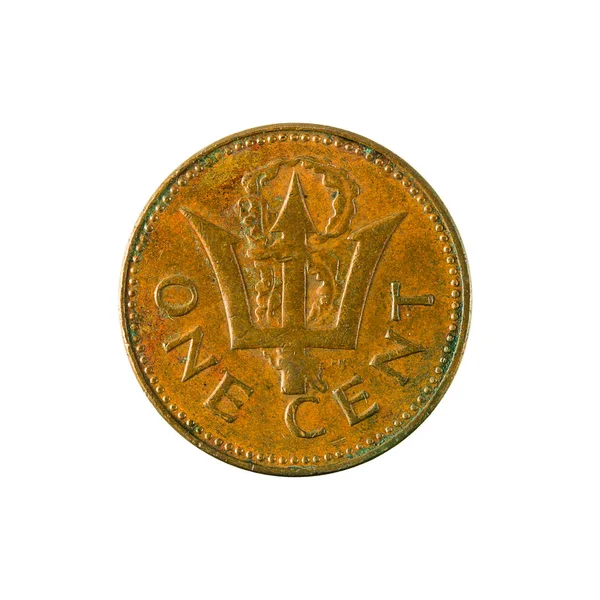 Barbados Cent Munt 1976 Voorzijde Geïsoleerd Witte Achtergrond — Stockfoto