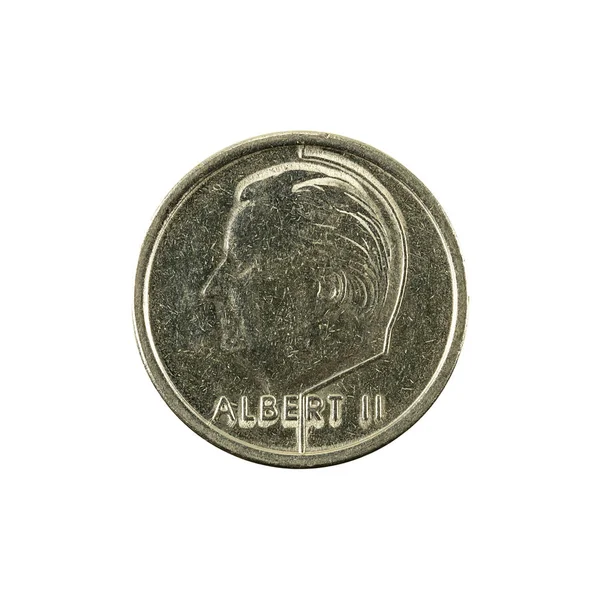 Belgische Frank Coin 1995 Omgekeerde Geïsoleerd Witte Achtergrond — Stockfoto