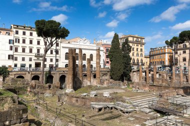 Antik tapınak Largo della Torre Argentina, Roma, İtalya, Avrupa'nın kalıntıları