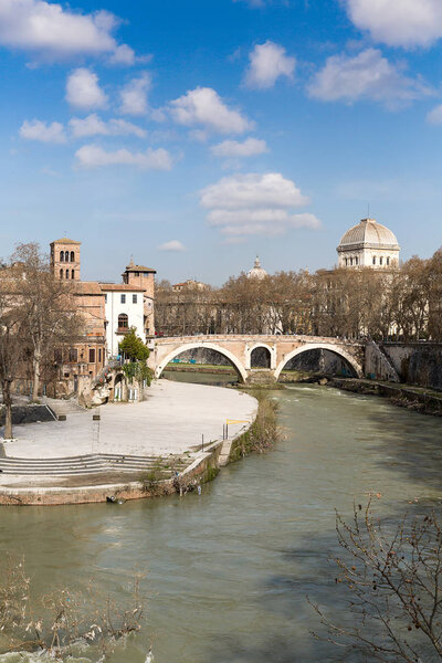 view to the Tiber Island, Rome, Italy, Europe