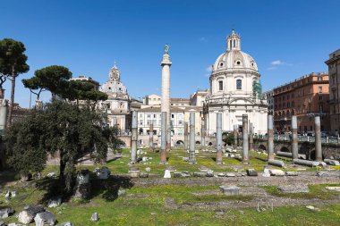 Trajan Forumu Trajan'ın sütun ve Loret Kilisesi, Roma, İtalya, Europe