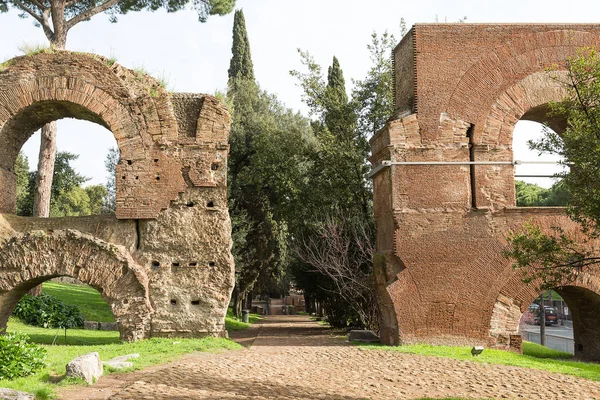 Restos Antigo Aqueduto Monte Palatino Roma Itália Europa — Fotografia de Stock
