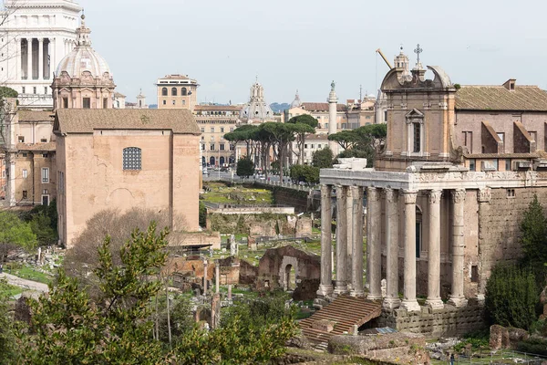 Curia Júlia Templomot Antonius Pius Faustina Forum Romanum Róma Olaszország — Stock Fotó