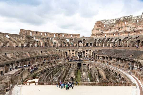 panoramic inside the Colosseum, Amphitheatrum Novum, Amphitheatrum Flavium, Rome, Italy, Europe