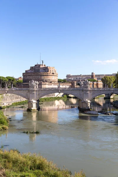 Nézd Angyal Vár Híd Pons Aelius Tiberis Folyón Róma Olaszország — Stock Fotó