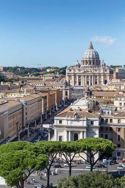 View from the Angel's Castle to St. Peter's Basilica, Rome, Italy