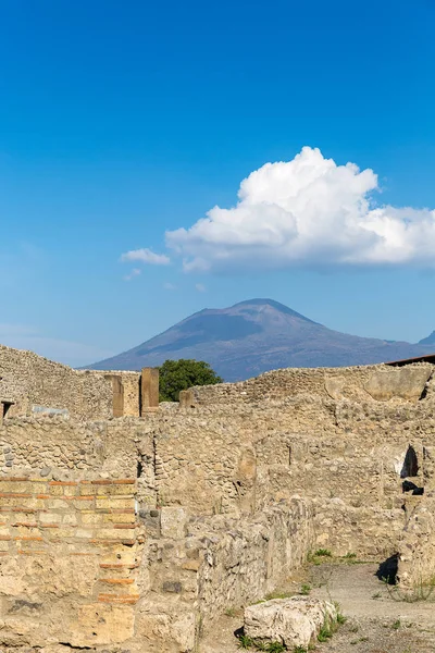 Ruinas Antiguas Pompeya Contra Monte Vesubio Italia Europa — Foto de Stock