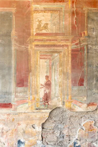 ancient roman fresco in Pompeii, Italy, Europe