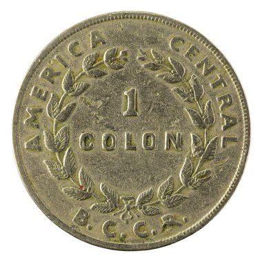 one costa rican colon coin (1961) isolated on white background clipart