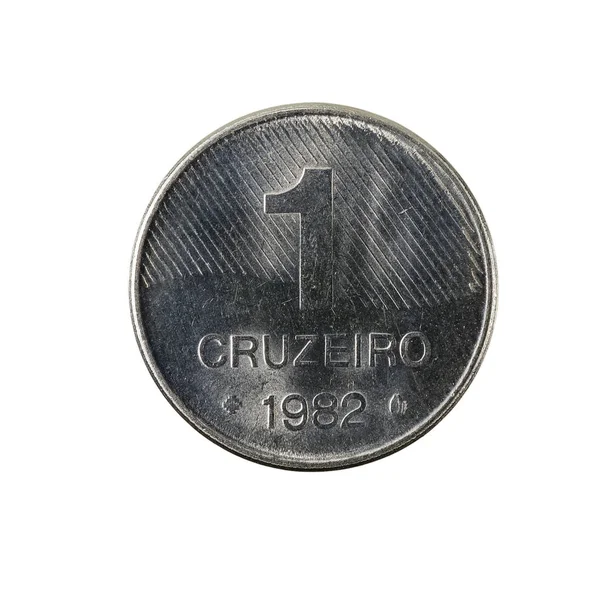 Braziliaanse Cruzeiro Coin 1982 Voorzijde Geïsoleerd Witte Achtergrond — Stockfoto