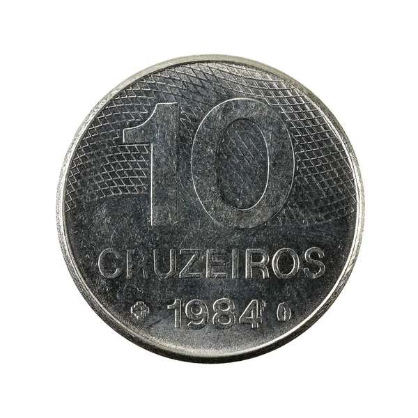 Бразильських Крузейро Монета 1984 Лицьова Ізольована Білому Тлі — стокове фото