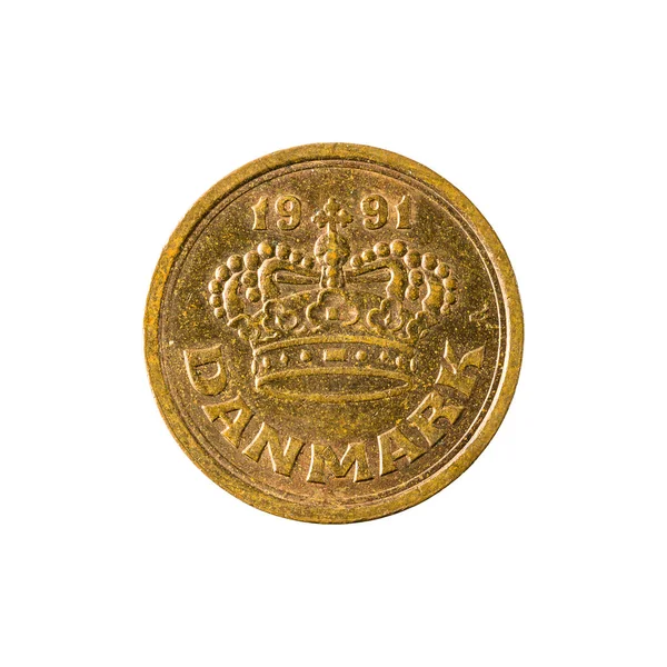 Датских Монет 1991 Белом Фоне — стоковое фото