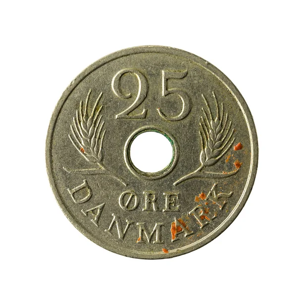 Moneda Oro Danés 1967 Anverso Aislado Sobre Fondo Blanco — Foto de Stock