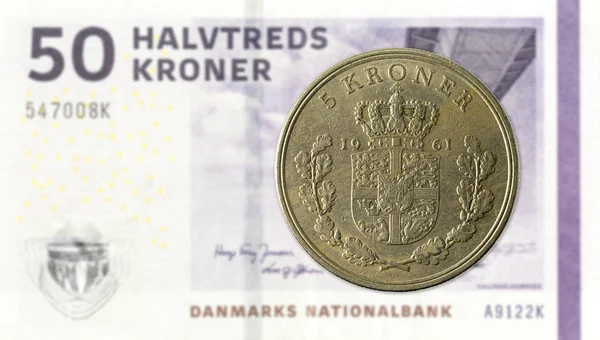 Данська Монета Крони Проти Данської Ноти Крони — стокове фото