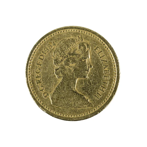 One British Pound Coin 1984 Isolated White Background — Stock Photo, Image