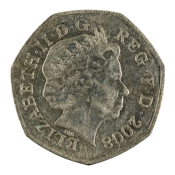 British Pence Coin 2008 Isolated White Background — Stock Photo, Image