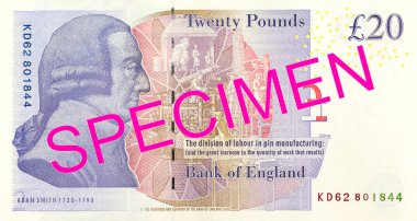 20 pound Sterlini Not ters