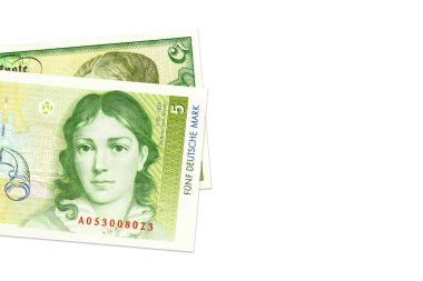 farklı zamanlarda iki 5 Alman markı banka notları