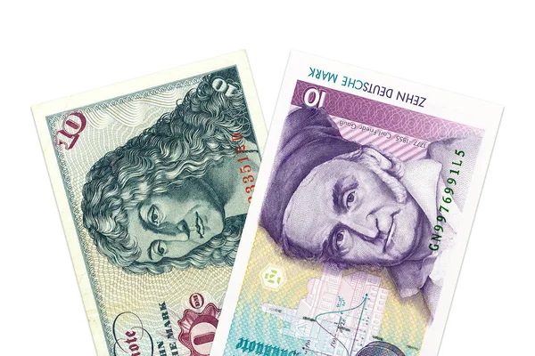 Dos Billetes Alemanes Marcos —  Fotos de Stock