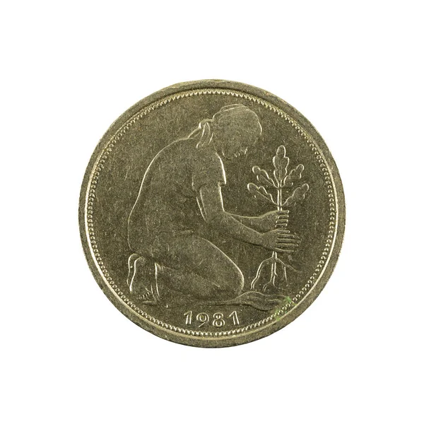 Duitse Pfennig Munt 1984 Omgekeerde Geïsoleerd Witte Achtergrond — Stockfoto