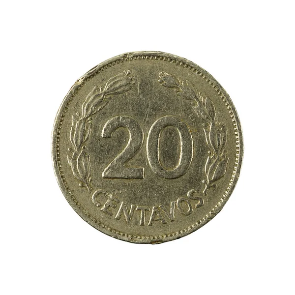 Ecuadori Centavo Érme 1969 Előlapon Elszigetelt Fehér Background — Stock Fotó