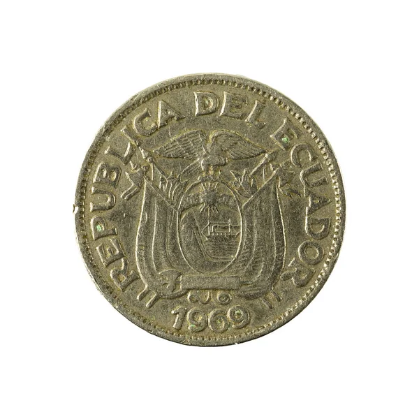 Ekwadorski Centavo Monet 1969 Tyłu Białym Tle — Zdjęcie stockowe